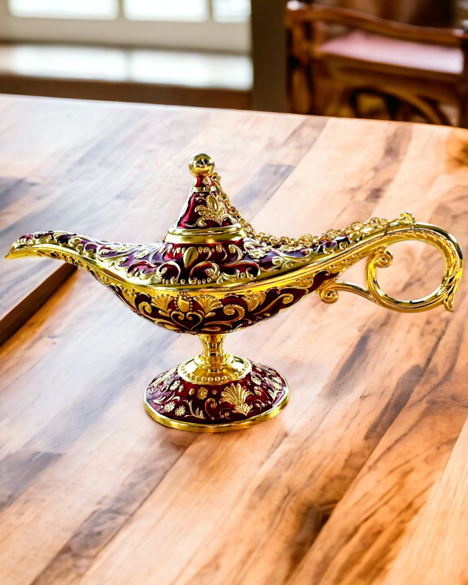 Aladdin Varázslámpája Gravírozási Opcióval - Bordó Arannyal Átszőtt Változat