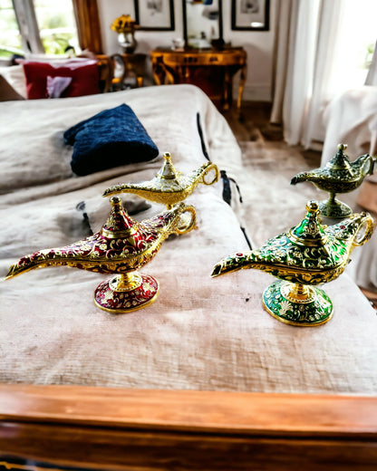 Aladdin Varázslámpája Gravírozási Opcióval - Bordó Arannyal Átszőtt Változat