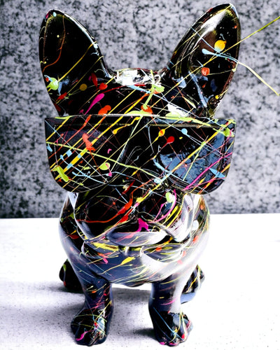 Kolorowy Psiak Artystyczny - Kézzel festett francia bulldog, gravírozással személyre szabható, ideális ajándék