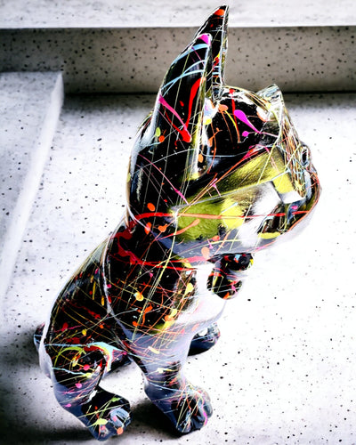 Kolorowy Psiak Artystyczny - Kézzel festett francia bulldog, gravírozással személyre szabható, ideális ajándék