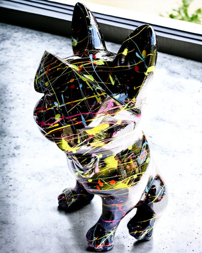 Kolorowy Psiak Artystyczny - Kézzel festett francia bulldog, gravírozással személyre szabható, ideális ajándék