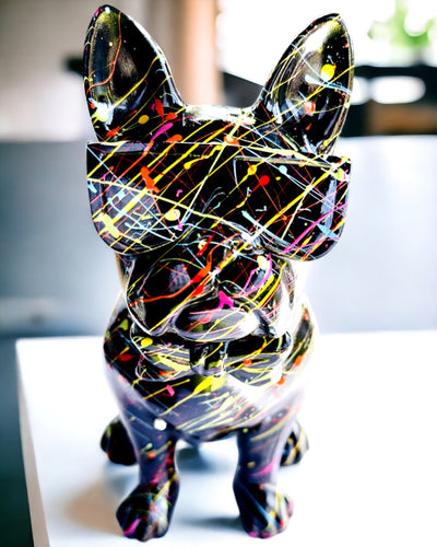 Kolorowy Psiak Artystyczny - Kézzel festett francia bulldog, gravírozással személyre szabható, ideális ajándék