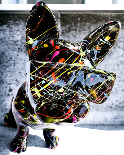 Kolorowy Psiak Artystyczny - Kézzel festett francia bulldog, gravírozással személyre szabható, ideális ajándék