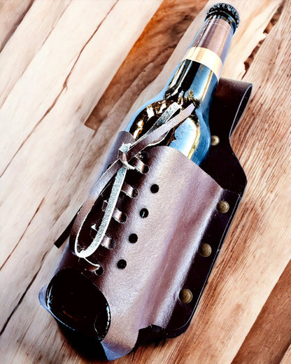 "LeatherCraft Elegance" Bőr Palacktartó - személyre szabási lehetőség