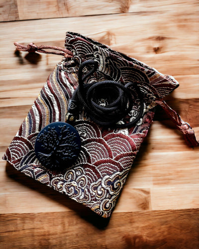 Obszidián "Életfa" nyaklánc - személyre szabás gravírozással