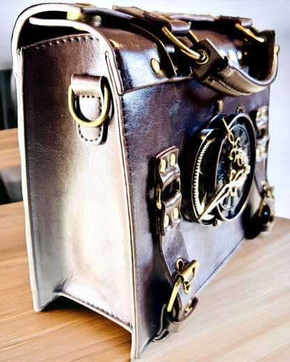 Vintage Óramintás Crossbody Táska - Sokoldalú PU Bőr Textúrájú Satchel Táska