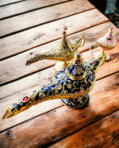 Aladdin Varázslámpája Gravírozási Lehetőséggel - Sötétkék Arannyal Átszőtt Változat