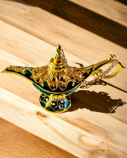 Kis Kézzel Készített Aladdin Lámpa - Fém Kézműves Művészet Otthoni Dekorációhoz, gravírozás
