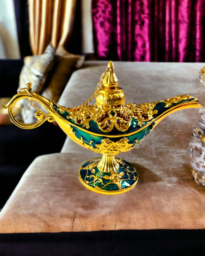 Kis Kézzel Készített Aladdin Lámpa - Fém Kézműves Művészet Otthoni Dekorációhoz, gravírozás