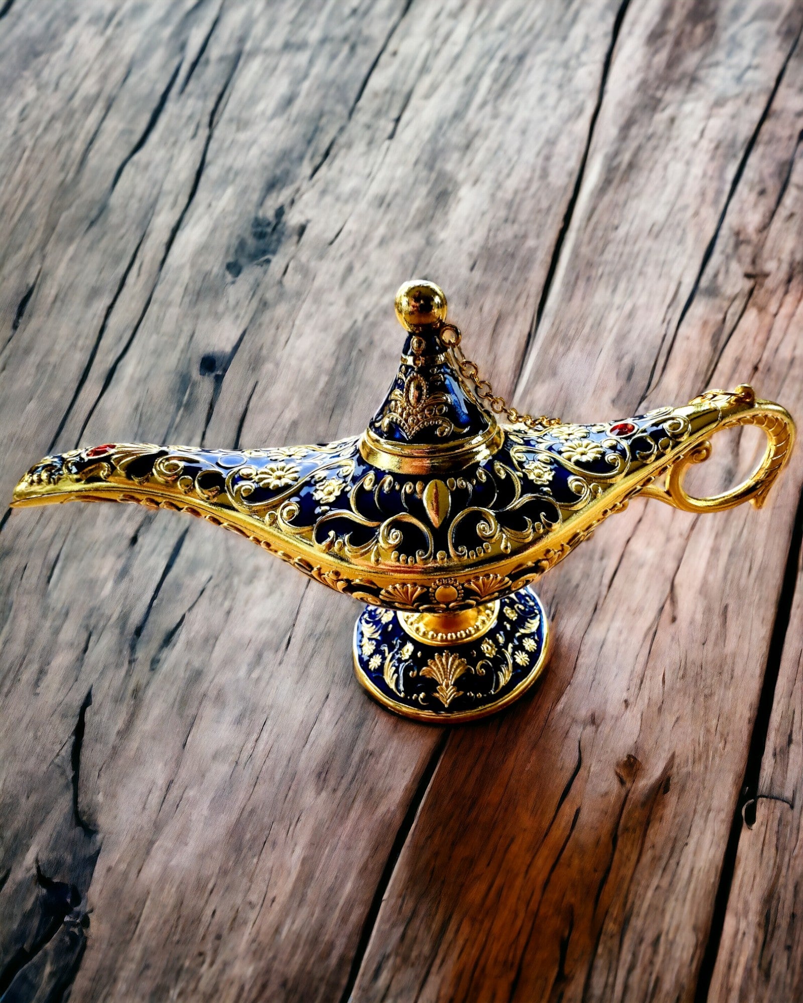 Aladdin Varázslámpája Gravírozási Lehetőséggel - Sötétkék Arannyal Átszőtt Változat