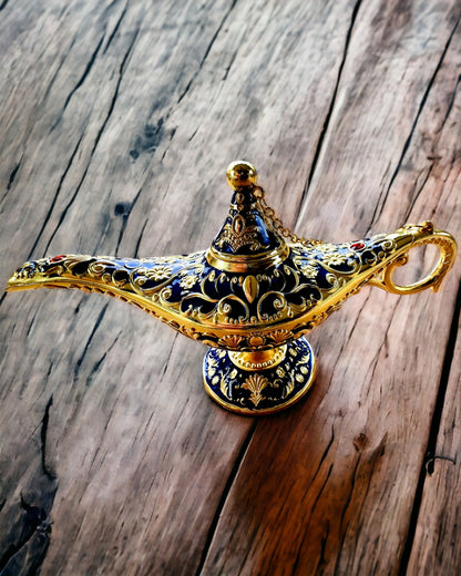 Aladdin Varázslámpája Gravírozási Lehetőséggel - Sötétkék Arannyal Átszőtt Változat