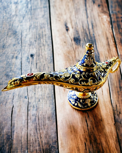 Aladdin Varázslámpája Gravírozási Lehetőséggel - Sötétkék Arannyal Átszőtt Változat