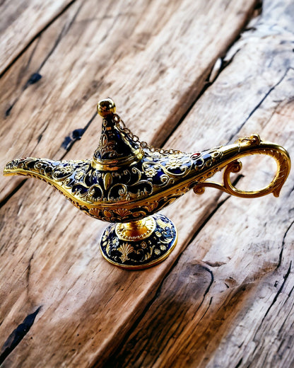 Aladdin Varázslámpája Gravírozási Lehetőséggel - Sötétkék Arannyal Átszőtt Változat