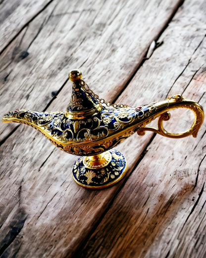 Aladdin Varázslámpája Gravírozási Lehetőséggel - Sötétkék Arannyal Átszőtt Változat