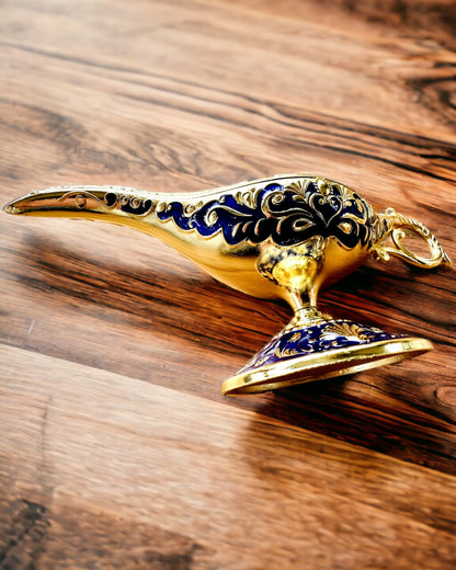 Aladdin Varázslámpája Gravírozási Lehetőséggel - Sötétkék Arannyal Átszőtt Változat