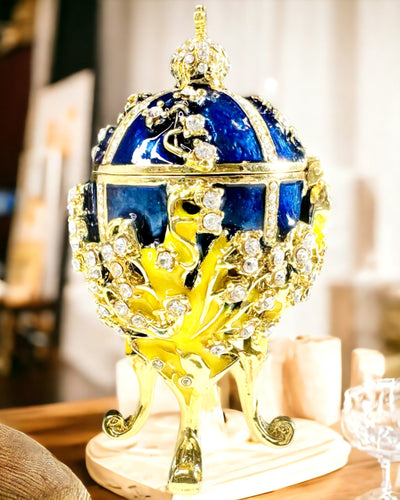Ékszerdoboz 'Cesarskie Jajo' Faberge – Vintage Stílusú, Dekoratív Kiegészítőtartó