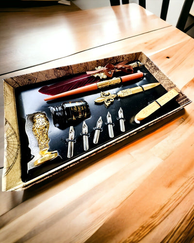 Exkluzív Kalligráfia Készlet, mártogatós töltőtoll és tintakészlet, személyre szabott gravírozással