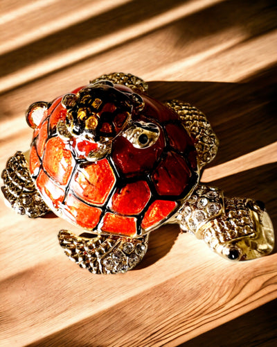 Szkatułka "Żółwiowa Rodzinka" - kolor pomarańczowy, personalizacja grawerem