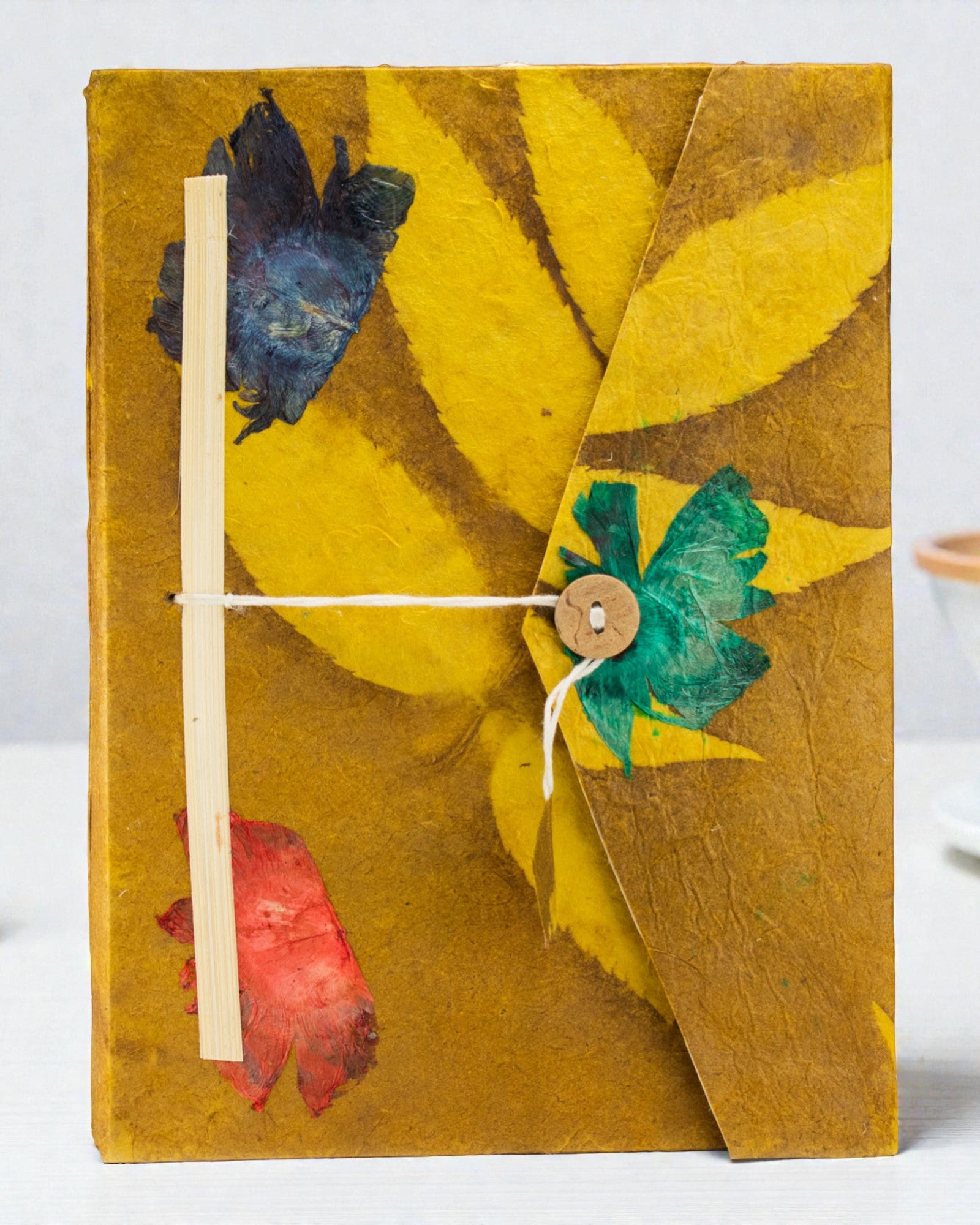 Duży Notatnik Lokta Odważne Kwiaty – Oliwkowy (45 kartek, 21 x 15 cm)