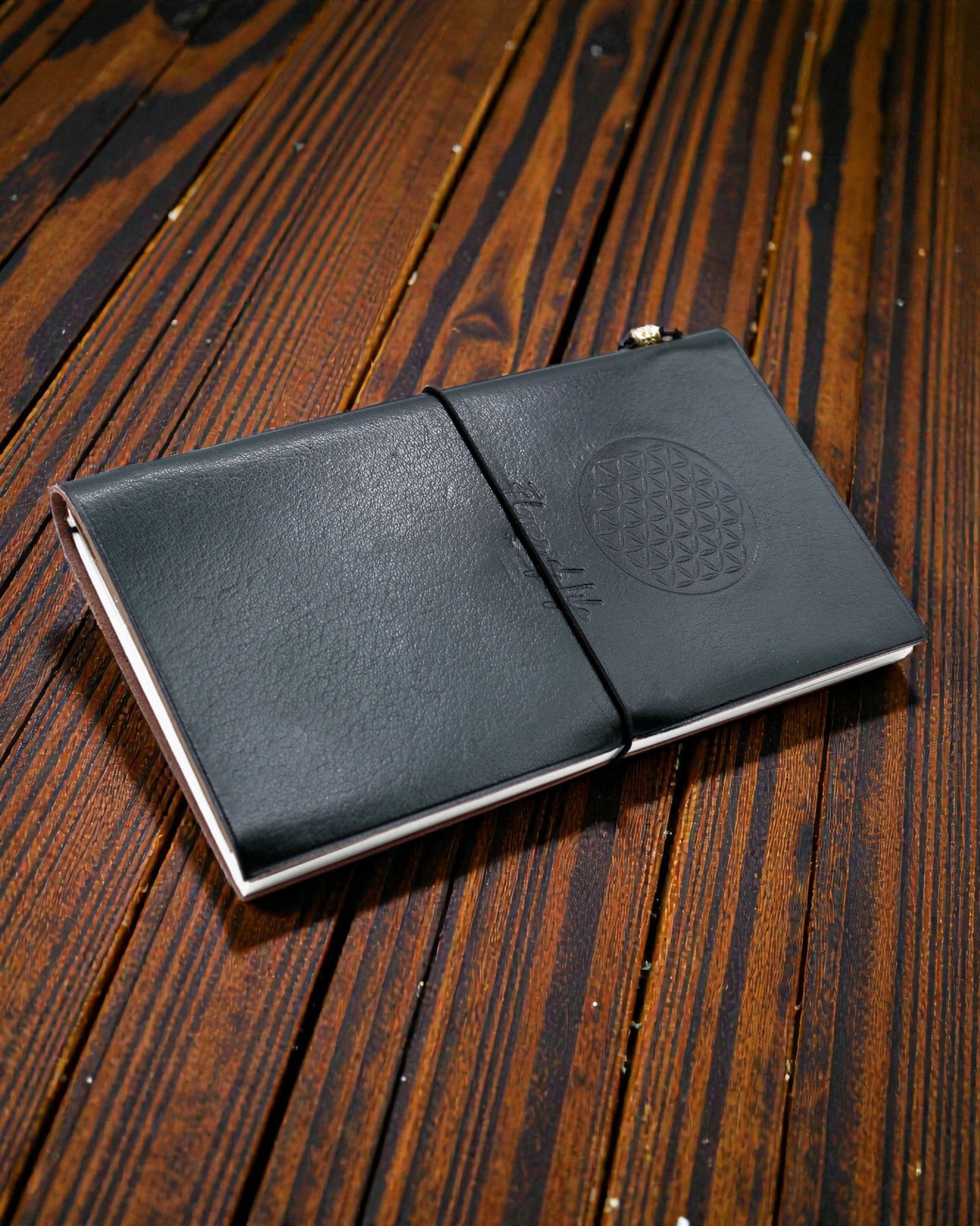 Ręcznie Wykonany Skórzany Notatnik Sacred Bloom – Flower of Life (80 stron)