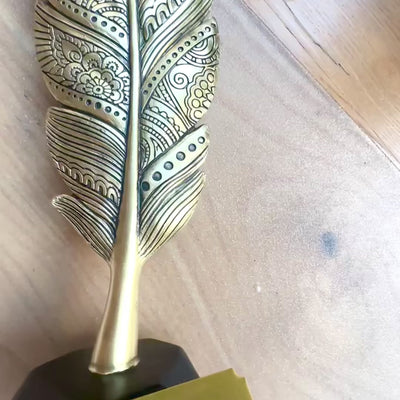 Złote Pióro Dekoracyjne 30,7 cm z Możliwością Grawerowania