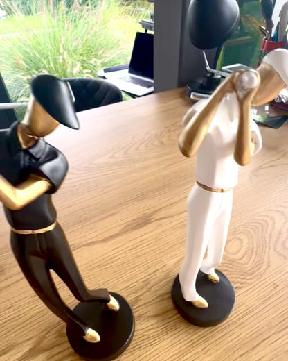 „Swing Elegance” golfozó figura, 24 cm magas, dekoratív, gravírozható ajándékba