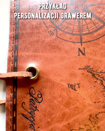 Retro Sötétbarna Bőr Tolltartó Kincses Térkép Motívummal - Elegáns Táska Íróeszköz Kincsek Tárolására