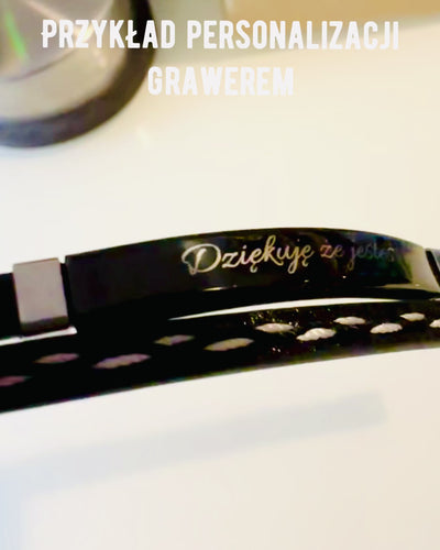 PU bőrből és rozsdamentes acélból készült sport karkötő gravírozási lehetőséggel – 3 színben