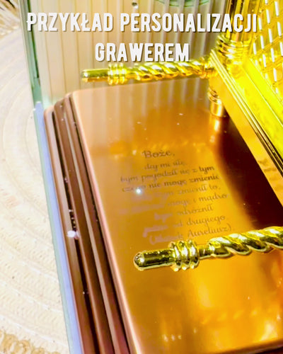 Pozlatozott Frigyláda Replika – Dekoratív Réz Arka Szobor XL Méretben 28x15.6x20 cm