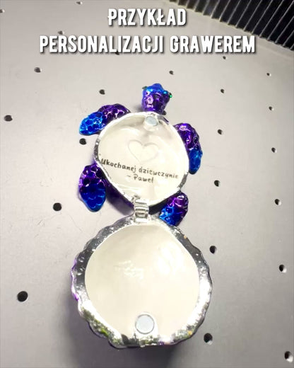 Varázslatos Teknős Kincs - Ékszerdoboz személyre szabható gravírozással, ajándék
