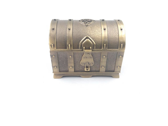 Skrzynia Skarbów Metalowa Retro z Grawerem - złota Kasetka 7x5x5 cm