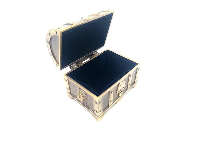 Skrzynia Skarbów Metalowa Retro z Grawerem - złota Kasetka 7x5x5 cm