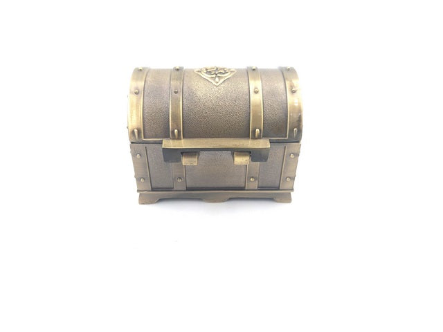 Skrzynia Skarbów Metalowa Retro z Grawerem - złota Kasetka 7x5x5 cm