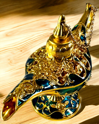 Kis Kézzel Készített Aladdin Lámpa - Fém Kézműves Művészet Otthoni Dekorációhoz, gravírozás